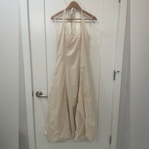 Young Fabulous and Broke YFB Halter Bubble Hem Maxi Dress (Beige) - Size Small